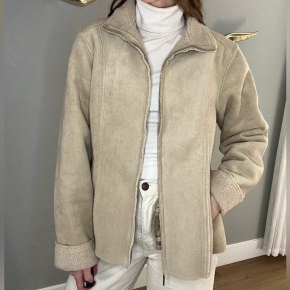 Vintage Izod women’s faux suede, Sherpa lined jacket Size large - Picture 2 of 12